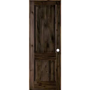 32 in. x 96 in. Rustic Knotty Alder Wood 2-Panel Square Top Left-Hand/Inswing Black Stain Single Prehung Interior Door