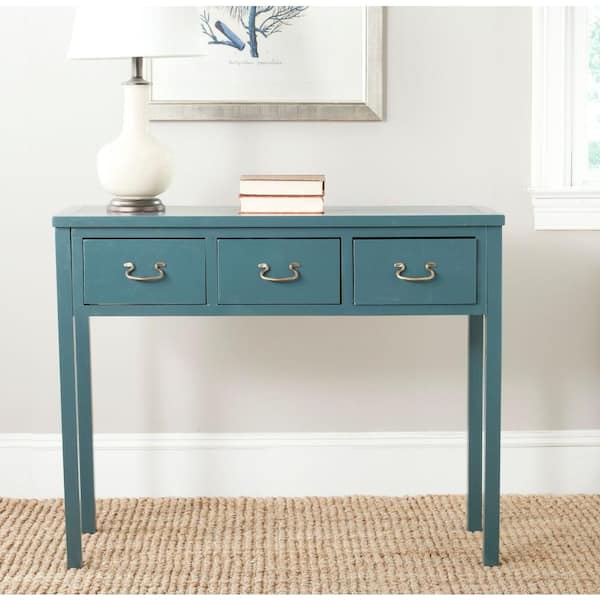 Safavieh Cindy 40 In Slate Teal, Teal Blue Console Table