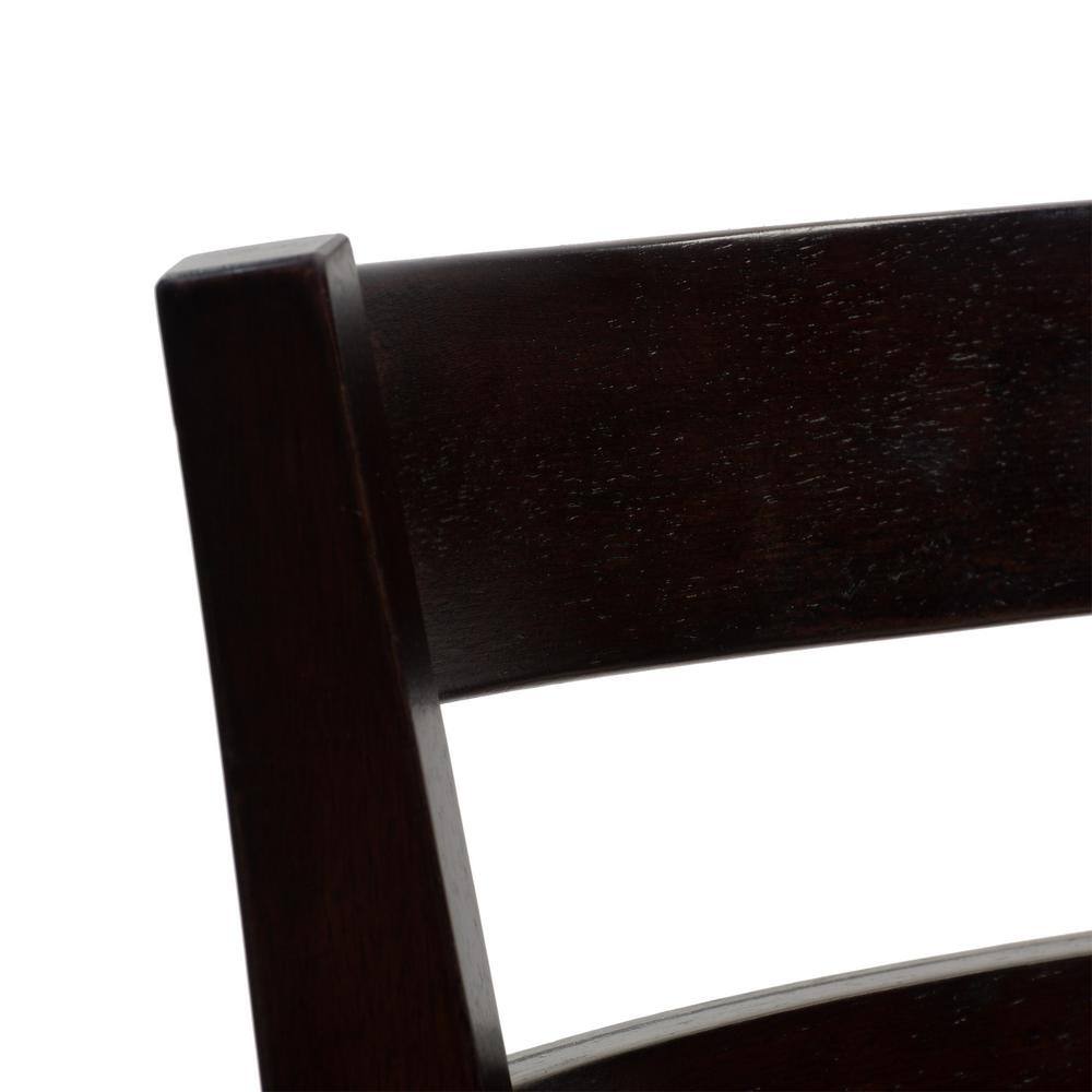Espresso Wood Swivel Bar Stool with White Leatherette Seat