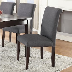 Transitional Blue Grey Polyfiber Dining Chairs Set of 2