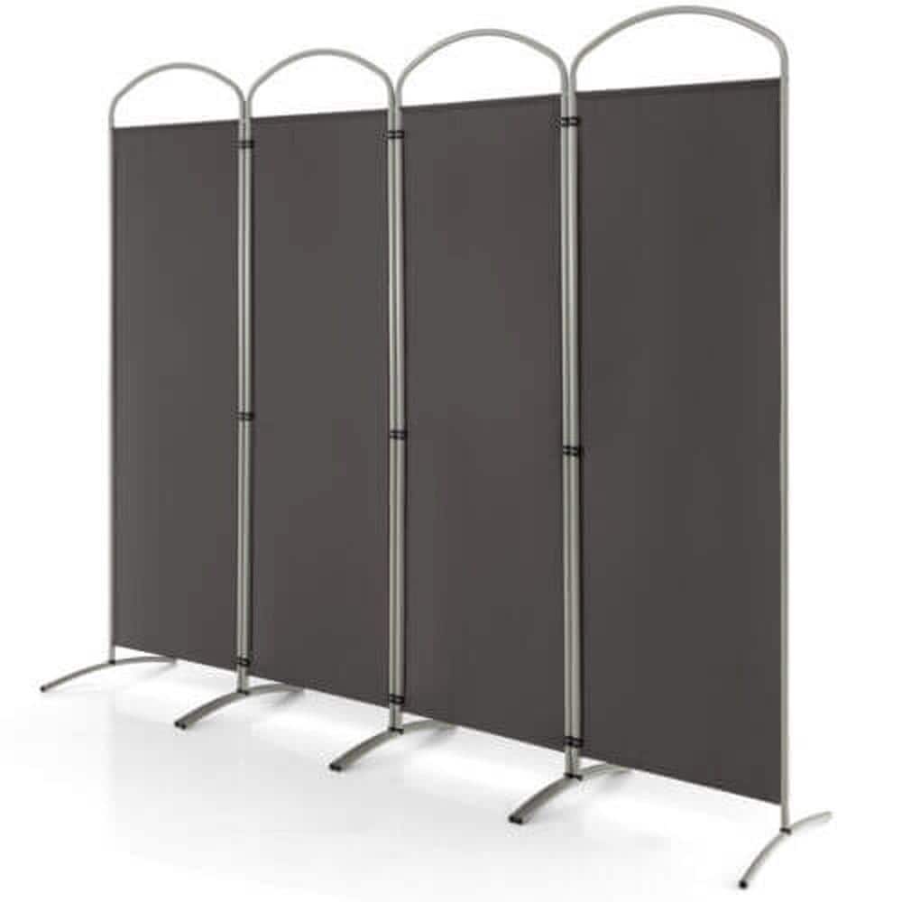 6.2 ft. Folding 4-Panel Room Divider Privacy Screen for Home Office, Bedroom and Living Room, Gray