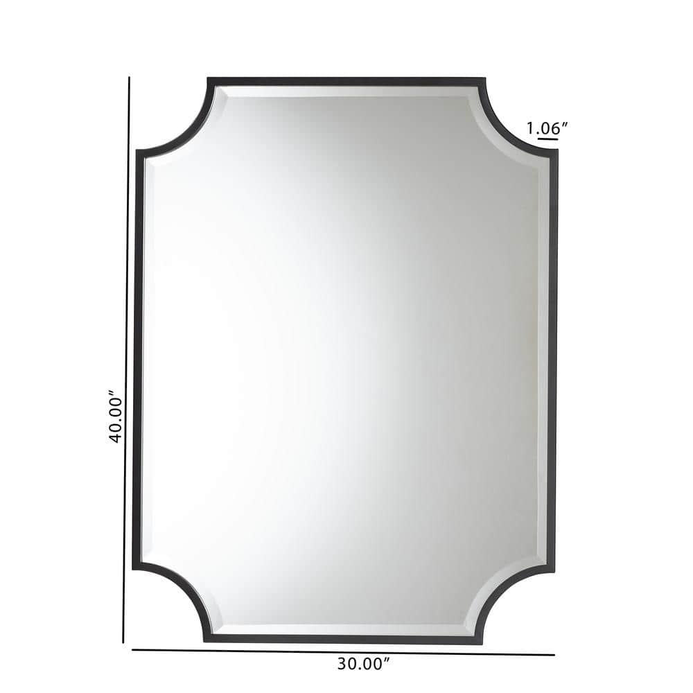 Elegant Rectangular Leather & Wood Framed Wall Mirror 30"x40"