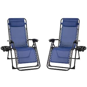 Patio Premier Metal Outdoor Recliner Gravity Chairs in Blue (2-Pack)