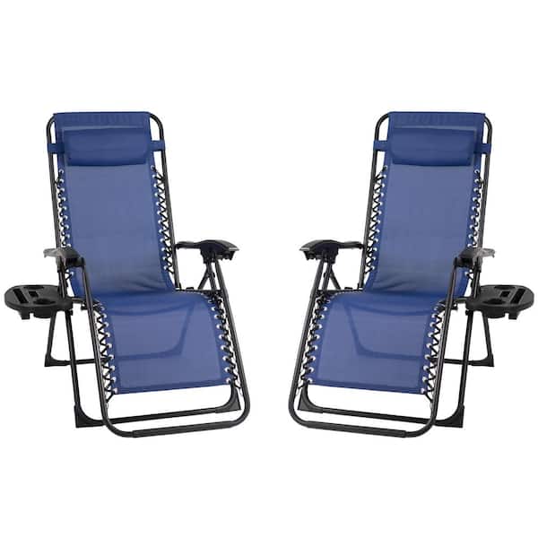 Patio Premier Patio Premier Metal Outdoor Recliner Gravity Chairs in Blue (2-Pack)