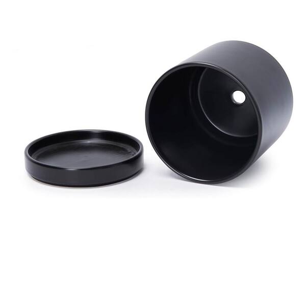 Black Ceramic Indoor/Outdoor Planter with Saucer (6.5 in. W x 6.6