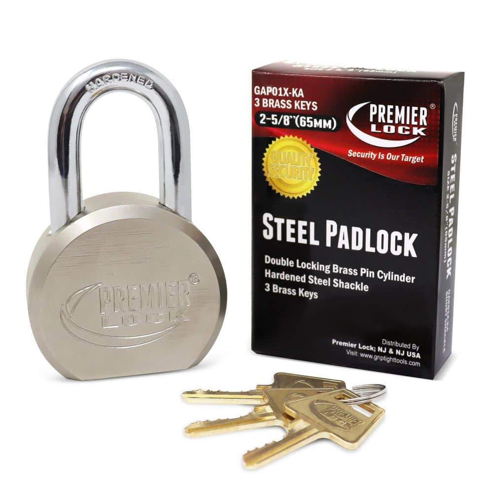 Premier Solid Steel Silver Commercial Padlock 6-Pack