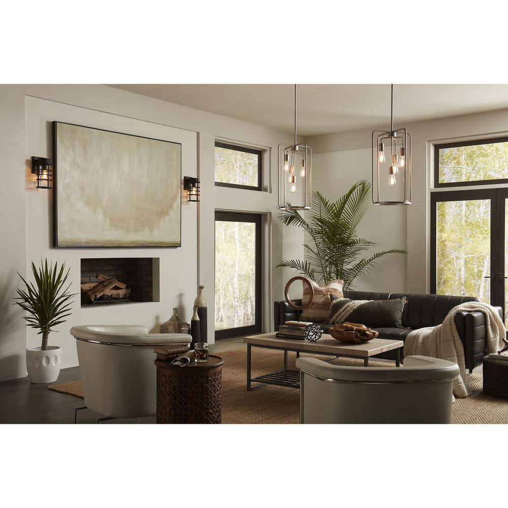 Black Ribbed Resin Outdoor Wall Lantern with Clear Glass Shade