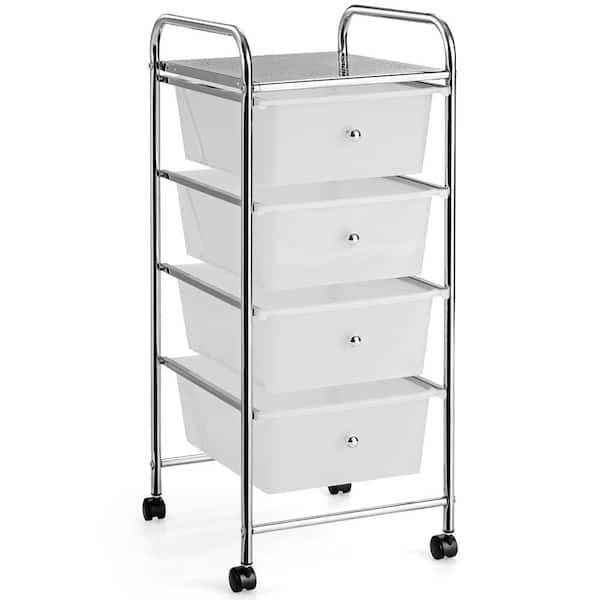 12.5 in. W x 30 in. H Clear Plastic 4-Drawer Cart Storage Bin Organizer Rolling