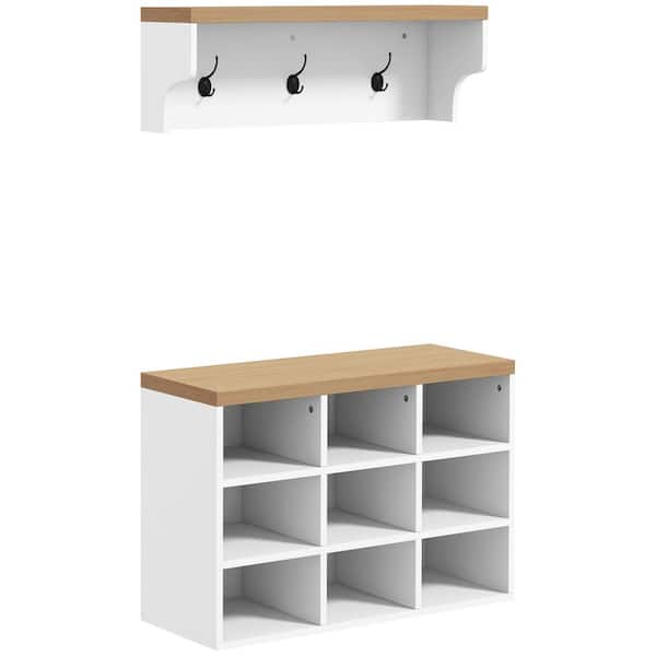 Unbranded White 2 in.1 Coat Rack with Shoe Bench, Entryway Hall Tree with Shoe Storage Cabinet