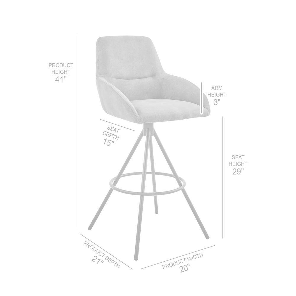 Modern Charcoal Fabric and Black Metal 30" Swivel Bar Stool
