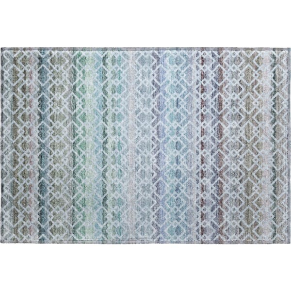 Mayfield Premium Machine Washable Abstract AMF2531 Sky 2 ft. x 3 ft. Accent Rug