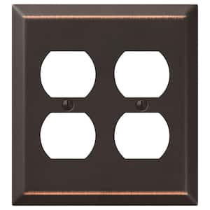 Metallic 2 Gang Duplex Outlet Steel Wall Plate - Aged Bronze