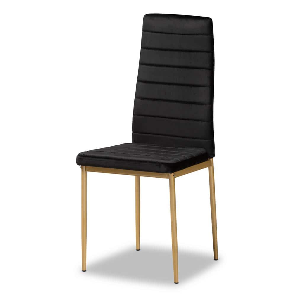 Armand Gold-Finished Metal & Black Velvet Low Arm Chair
