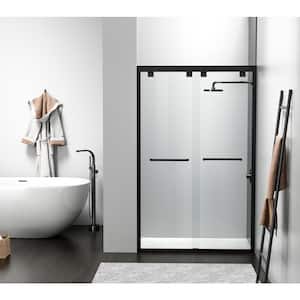 Simply Living 48 in. W x 76 in. H Semi-Frameless Sliding Shower Door in Matte Black with Clear Glass