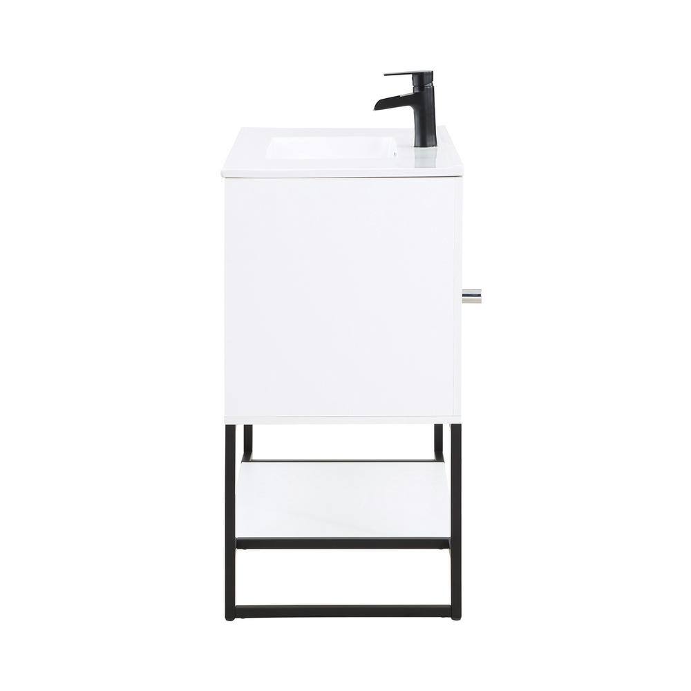 Scarsdale 36" White Freestanding Bathroom Vanity with Steel Legs