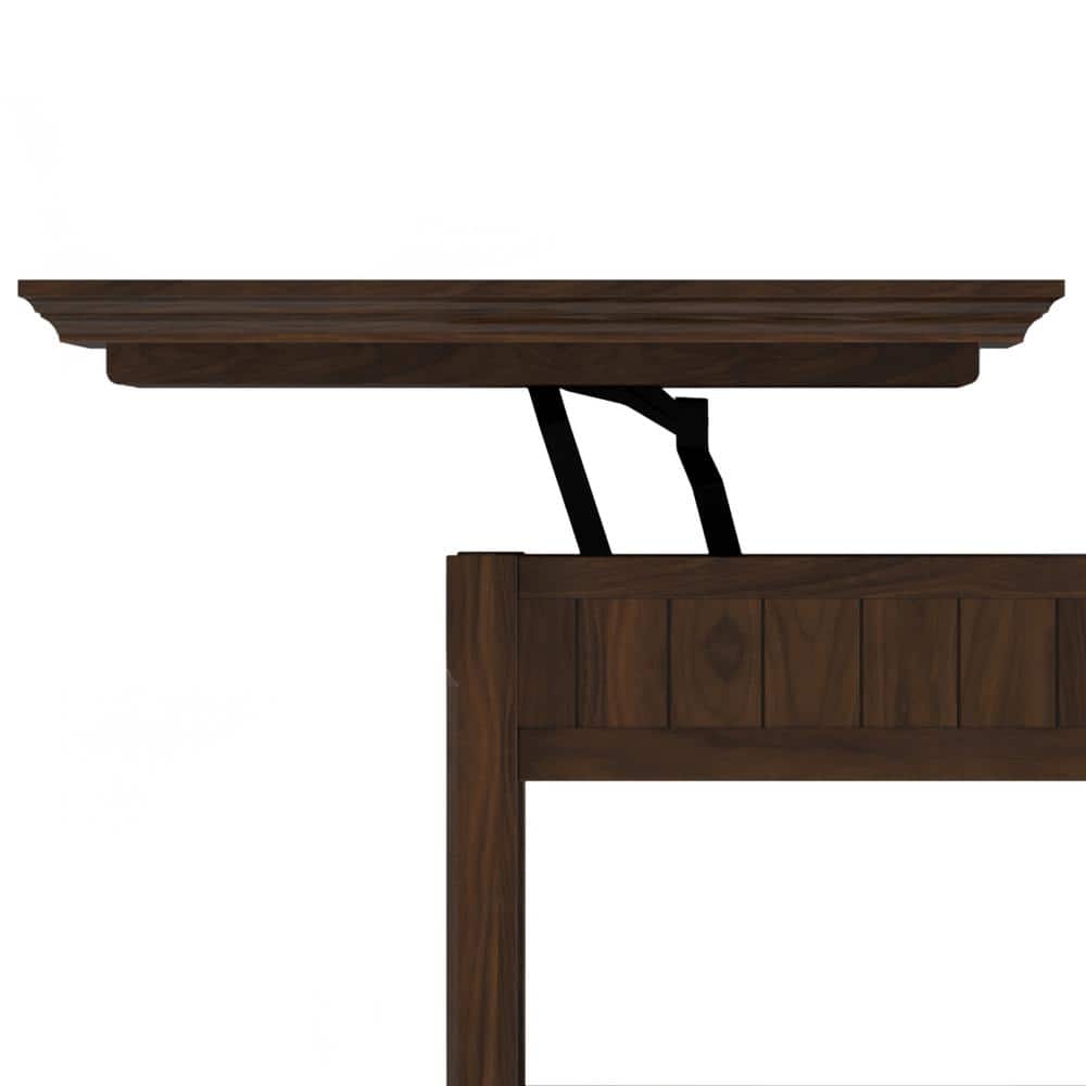 Brunette Brown Wood Lift-Top Coffee Table with Storage