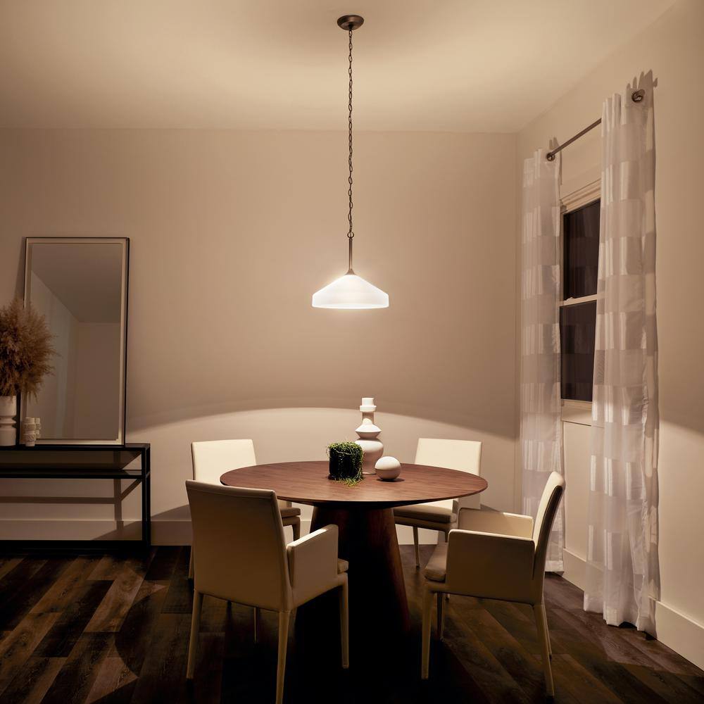 Modern Brushed Nickel 15" Bowl Pendant with White Glass Shade