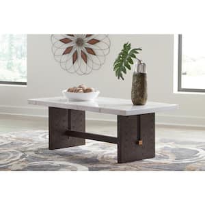 Burkhaus 52 In. White/Brown Rectangle Marble Coffee Table