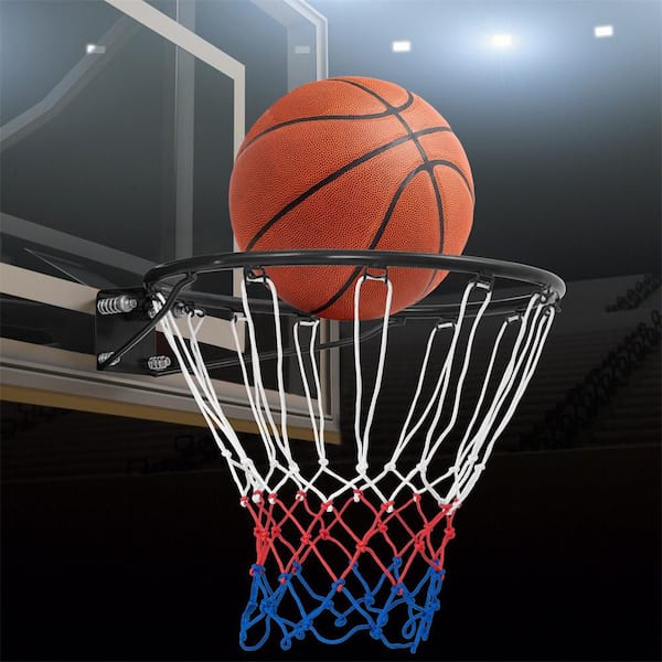 18 in. Basketball Rim Wall Door Mounted Basketball Hoop with All Weather Net Black