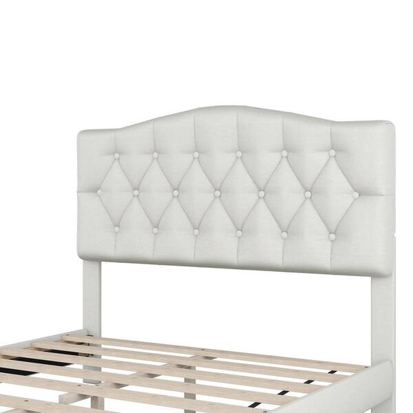 Boosicavelly Beige Wood Frame Queen Platform Bed with Saddle Boosicavelly Beige Wood Frame Queen Platform Bed with Saddle