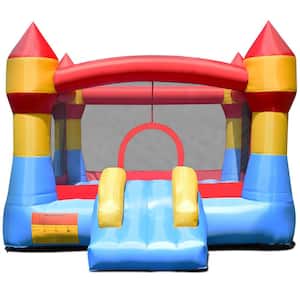 110.5 in. x 146 in. x 91 in. Cloth Red Inflatable Bounce House Castle Jumper Moonwalk Playhouse Slide without Blower