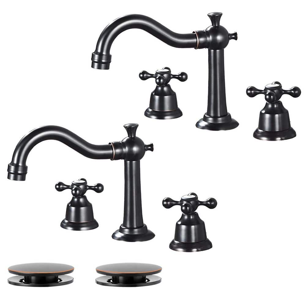 Double handle 8 in. Widespread Bathroom Faucet 3-Hole Bathroom Faucet with 