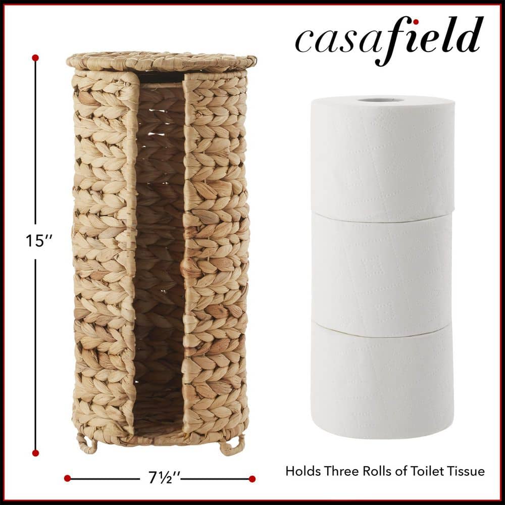 Natural Water Hyacinth Toilet Paper Holder with Lid