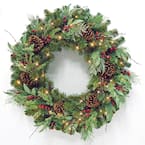 National Tree Company 24 in. Wintry Pine Artificial Wreath with Clear ...