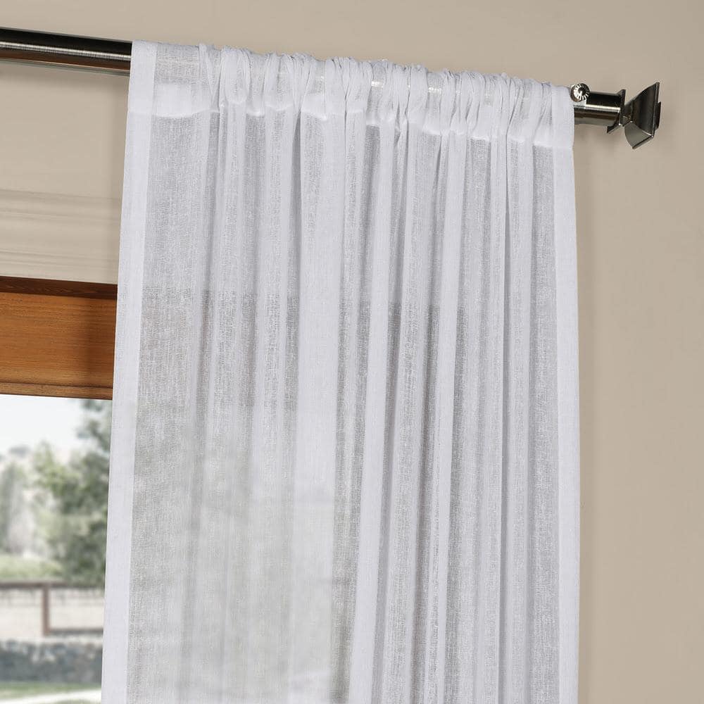 Aspen White Faux Linen Sheer 96" Window Panel