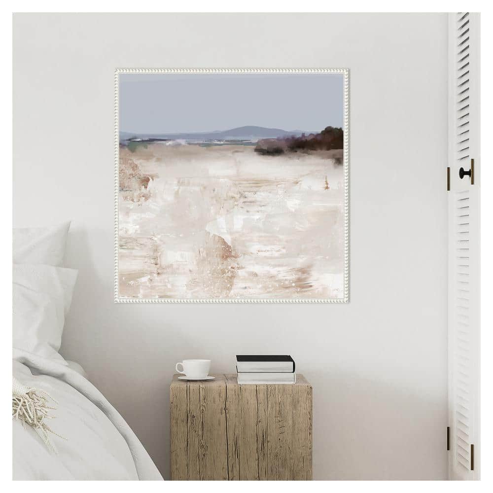 30"x30" Beaded White Framed Abstract Landscape Canvas Print