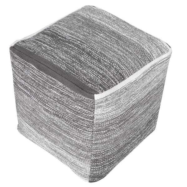 HomeRoots Amelia Gray Cotton Square Cube Ottoman