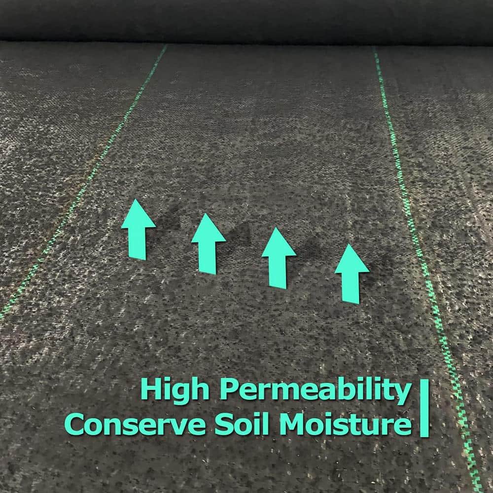 Heavy-Duty Black Woven Polyester Weed Barrier Mat 3' x 50'
