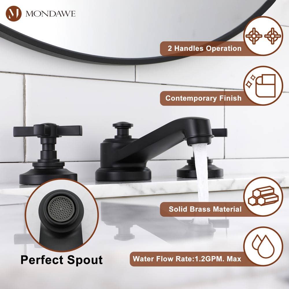 Essex Traditional Matte Black Brass 8" Widespread Bathroom Faucet