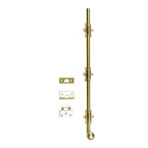 18 in. Heavy-Duty Solid Brass Polished Brass No Lacquer Surface Bolt with Round Knob
