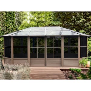 SOL GuruGuruBeanie LightGray　DarkGray Gazebo Penguin Florence Solarium 12 ft. x 12 ft. in Sand 41212-12