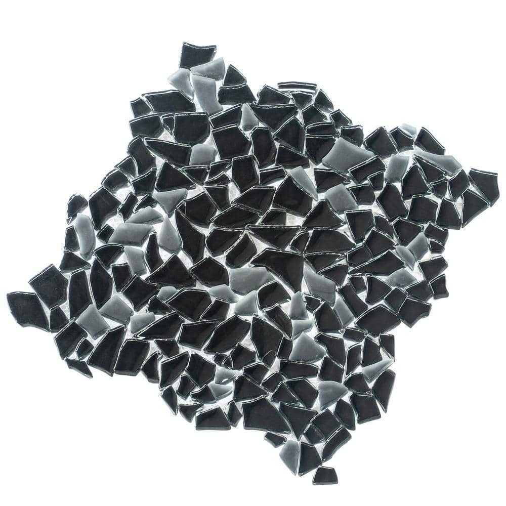 Black Irregular Glass Pebble Mosaic Tile for Walls and Floors