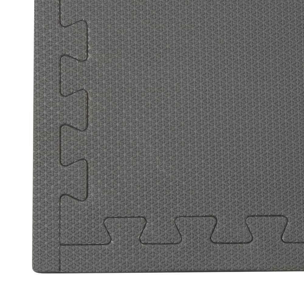 Gray and Black EVA Foam Interlocking Exercise Mats, 24" x 24"