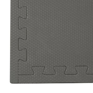 Reversible Multi-Purpose 24 in. x 24 in. x .51 in. Interlocking Black/Gray Foam Flooring Recyclamat (4-Pieces)