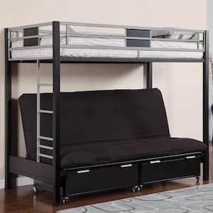 Silver and Black Twin Adjustable Bunk Bed with Metal Frame