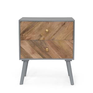Ranya Natural Brown and Grey Cabinet with 2-Drawers