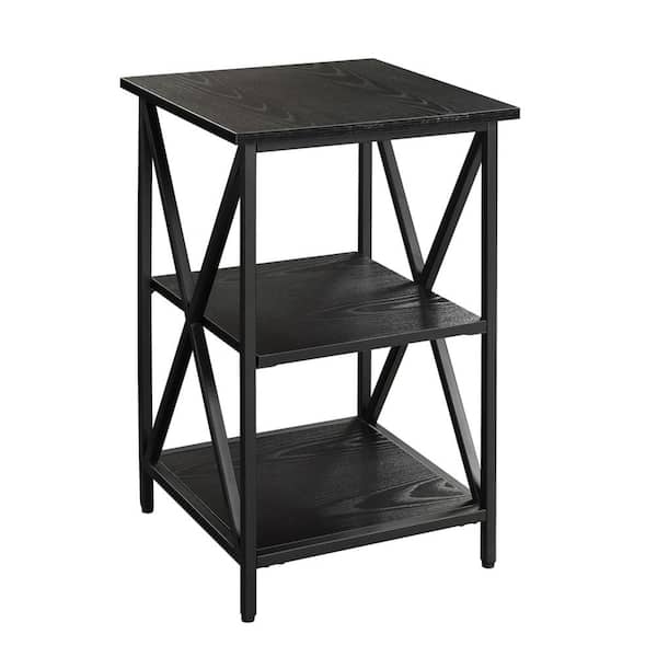 Convenience Concepts Tucson 15.75 in. W Black 24.25 in. H Square Particle Board End Table with Shelves