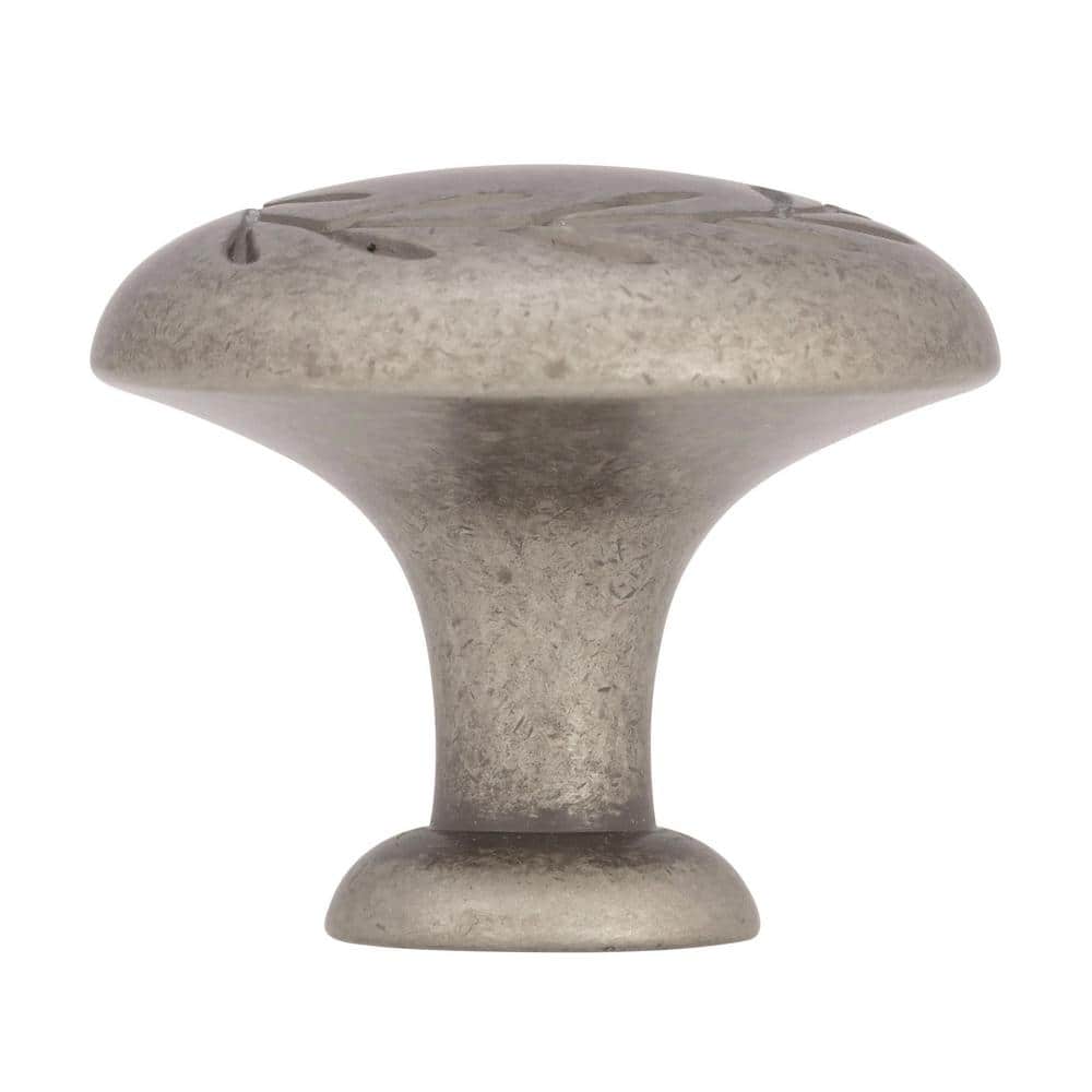 Weathered Nickel Round Cabinet Knob with Mounting Hardware