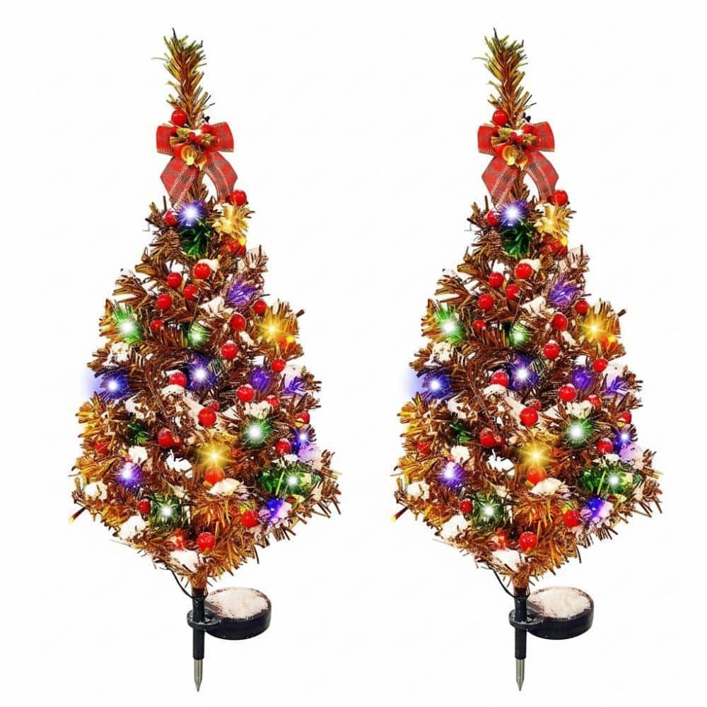 2-Pieces Solar Christmas Tree Lights Decorations Outdoor, Xmas Tree ...