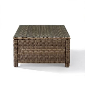 Bradenton Wicker Sectional Glass Top Outdoor Coffee Table