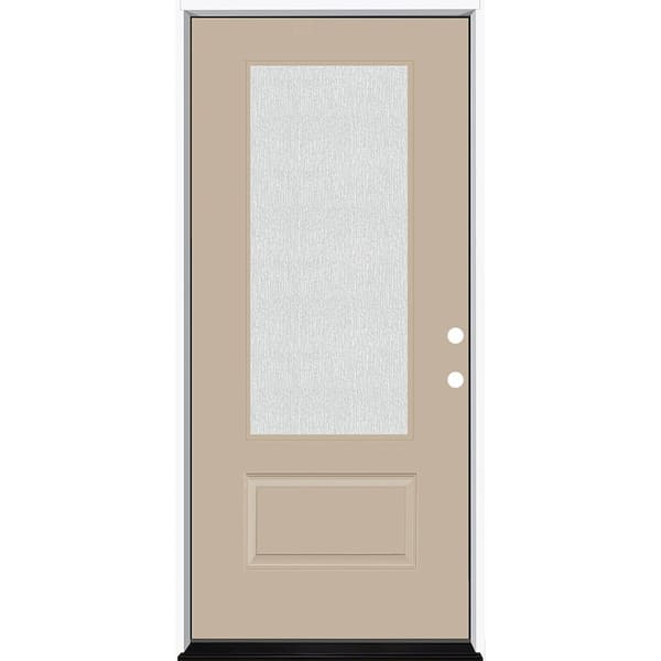 Steves & Sons Legacy 36 in. x 80 in. 3/4 Lite Rain Glass LHIS Sandstone Finish Fiberglass Prehung Front Door