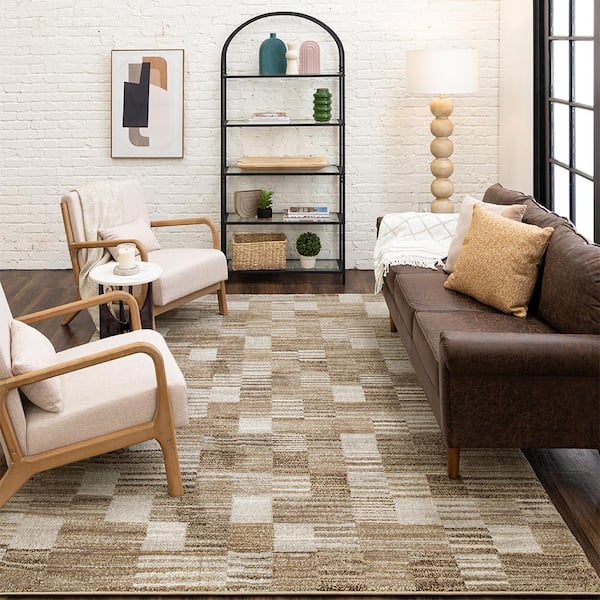 Pernette Beige 9 ft. 10 in. x 12 ft. 9 in. Geometric Area Rug