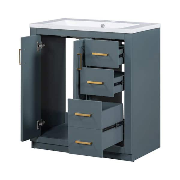 30 in. W x 18 in. D x 34 in. H Bathroom Navy Blue Linen Cabinet