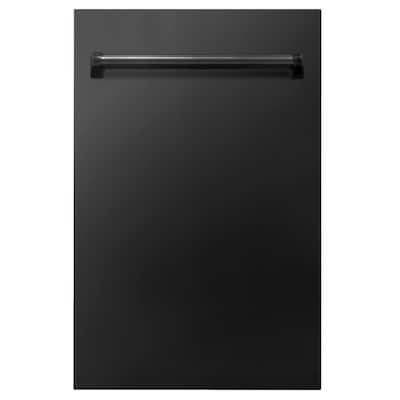 18" Compact Black Stainless Steel Top Control Dishwasher with Stainless Steel Tub and Traditional Style Handle, 52 dBa