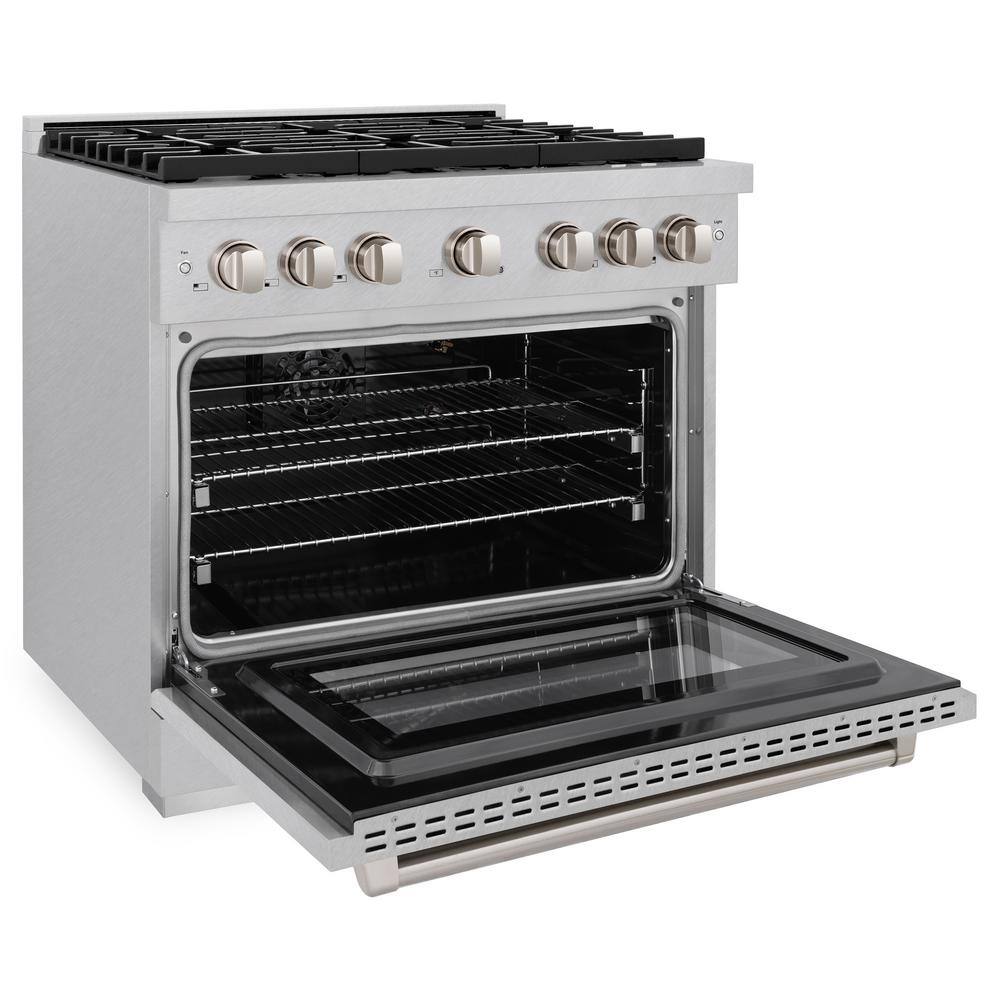 ZLINE 36" Stainless Steel Gas Range with Brass Burners and Convection Oven