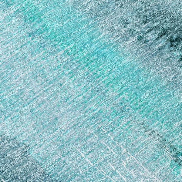 Teal 2 ft. x 8 ft. Woven Border Polyester Runner Indoor/Outdoor Area Rug